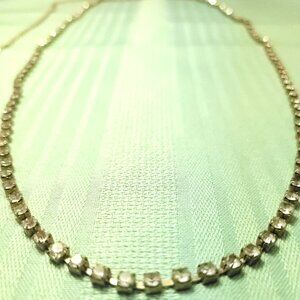 Vintage 90s Rhinestone Chain Belt 40" | Silver Tone Crystal Wrap Necklace Sparkl